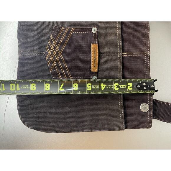Roxy Tote Bag Y2k Brown Corduroy Front Pocket Vintage Top Handle - Picture 6 of 7